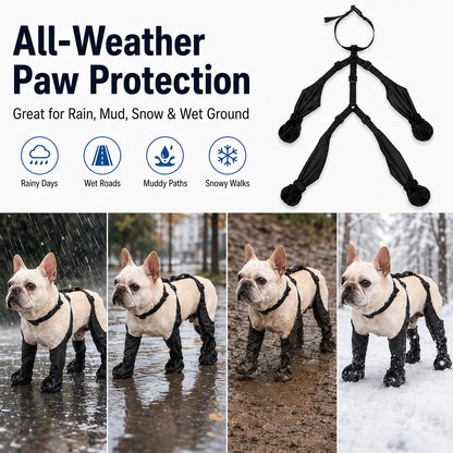 Waterproof Dog Boots 4-Leg Anti Slip Paw Protector Adjustable Dog Shoes for Small Medium Dogs Rain Snow Mud Outdoor