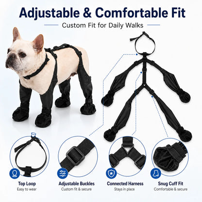 Waterproof Dog Boots 4-Leg Anti Slip Paw Protector Adjustable Dog Shoes for Small Medium Dogs Rain Snow Mud Outdoor