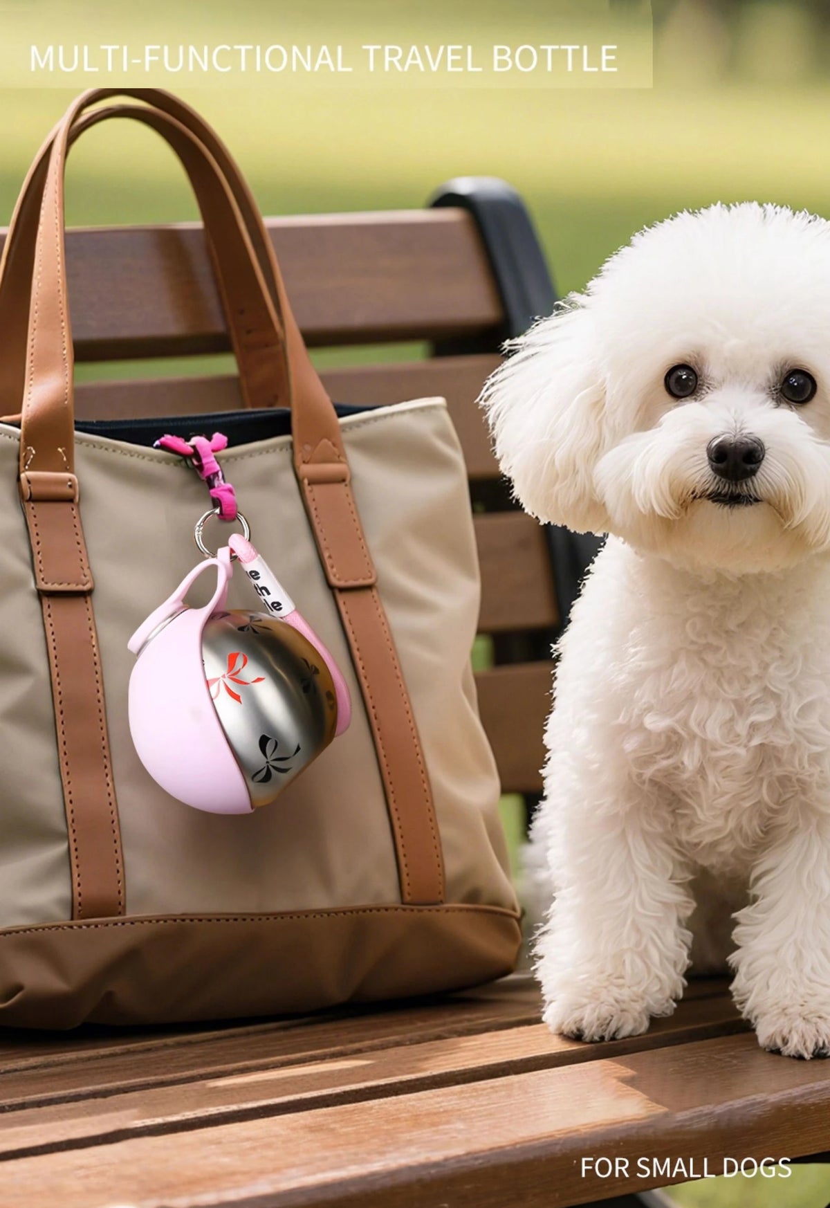 Portable Outdoor Pet Stainless Steel Water Cup Dog Water Bottle with Bowl for Cat 304 Stainless Steel Safe Food-Grade Silicone