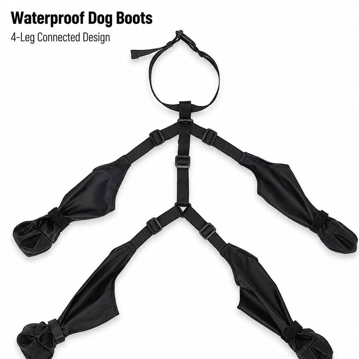 Waterproof Dog Boots 4-Leg Anti Slip Paw Protector Adjustable Dog Shoes for Small Medium Dogs Rain Snow Mud Outdoor