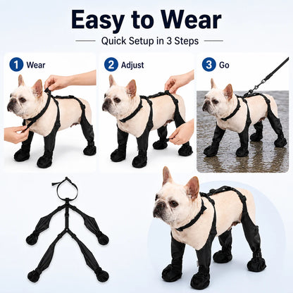 Waterproof Dog Boots 4-Leg Anti Slip Paw Protector Adjustable Dog Shoes for Small Medium Dogs Rain Snow Mud Outdoor
