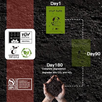 Certified Compostable Dog Waste Bags 100% Leak-Proof, Biodegradable Eco-Friendly Pet Waste Bags Made from Corn Starch