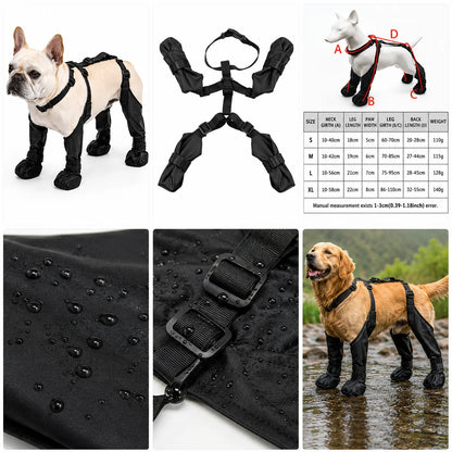 Waterproof Dog Boots 4-Leg Anti Slip Paw Protector Adjustable Dog Shoes for Small Medium Dogs Rain Snow Mud Outdoor