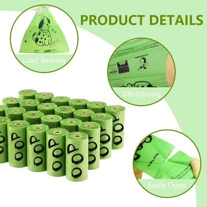 Certified Compostable Dog Waste Bags 100% Leak-Proof, Biodegradable Eco-Friendly Pet Waste Bags Made from Corn Starch