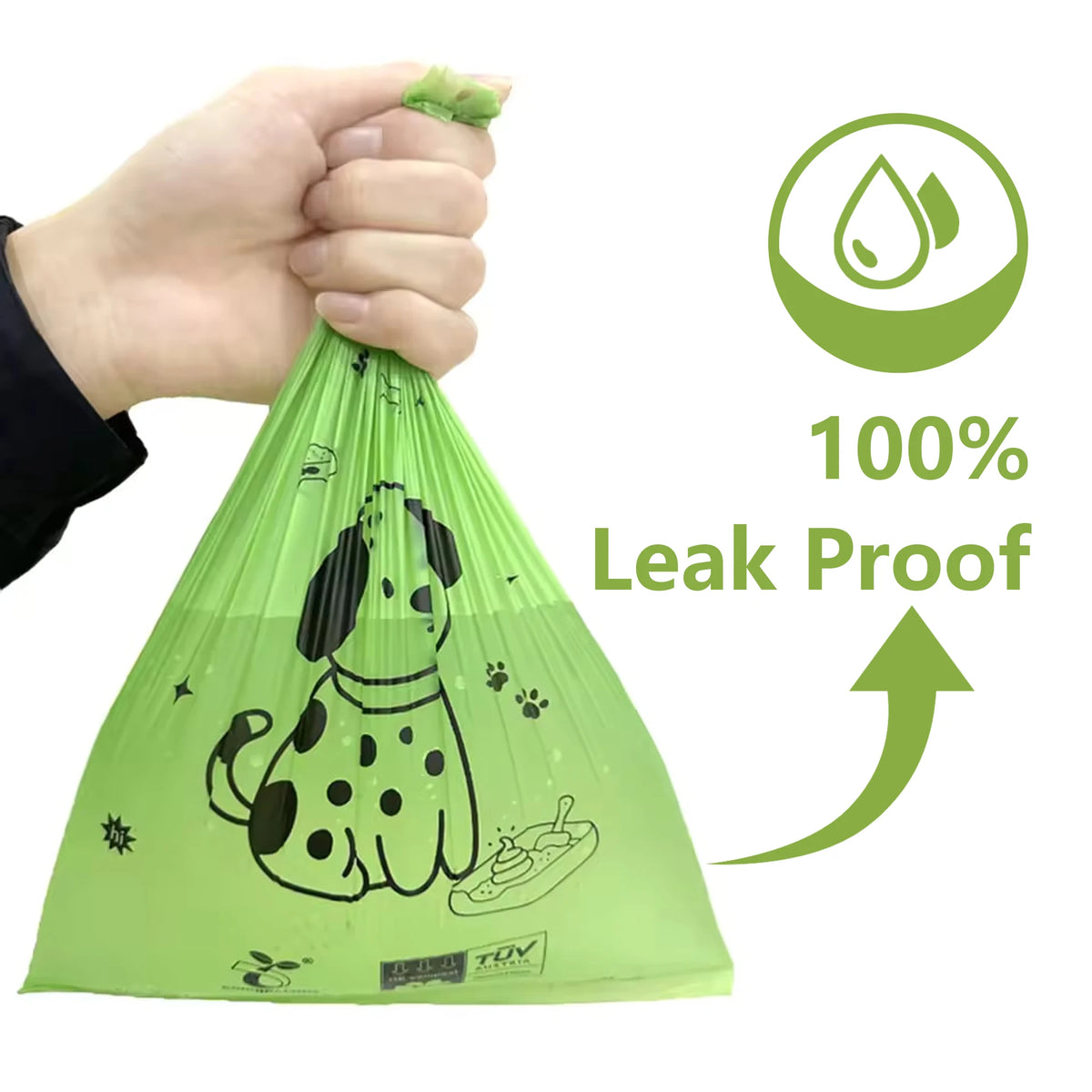 Certified Compostable Dog Waste Bags 100% Leak-Proof, Biodegradable Eco-Friendly Pet Waste Bags Made from Corn Starch
